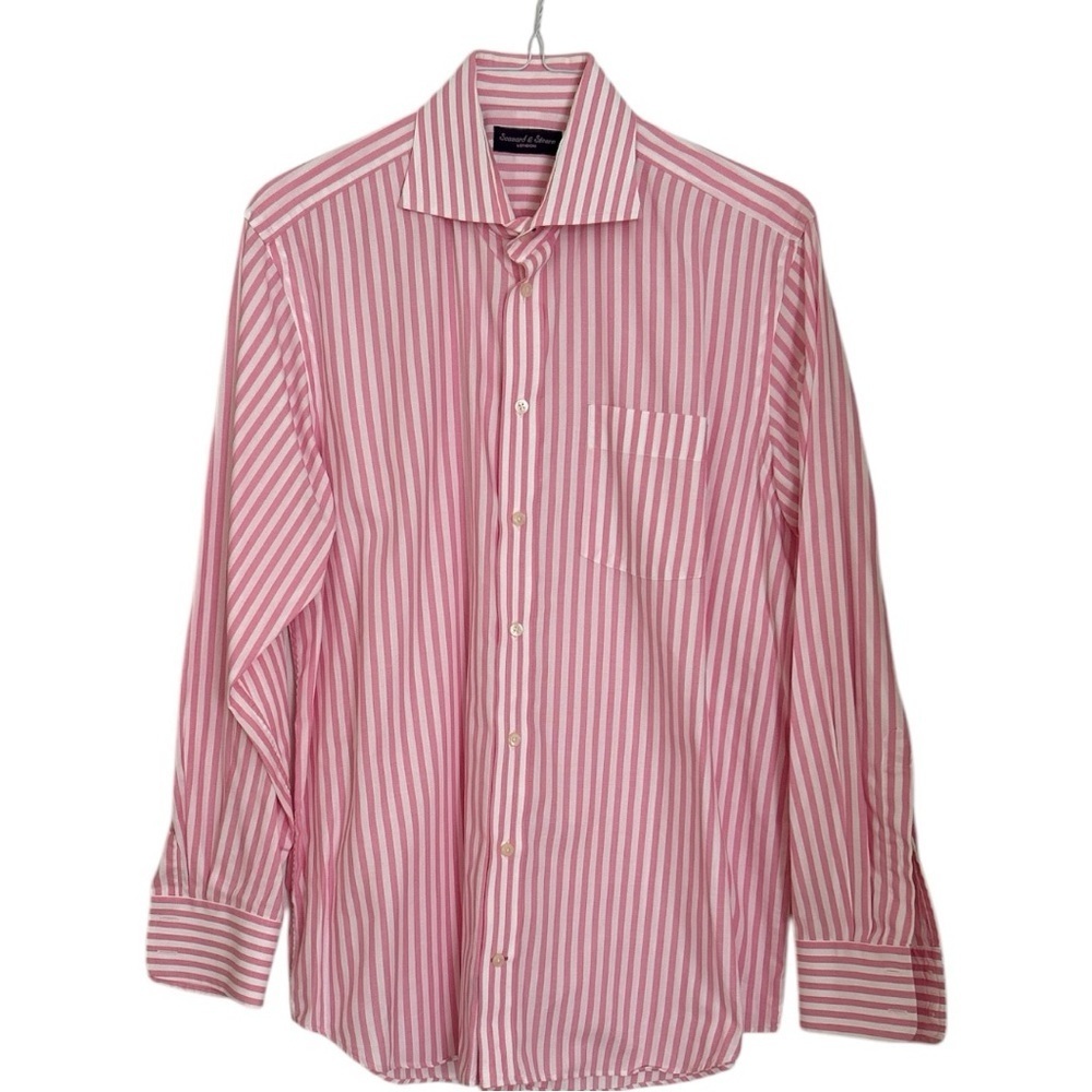 Seaward And Stearn London Long Sleeve Button Down Dress Shirt Pink White… - Picture 4 of 7